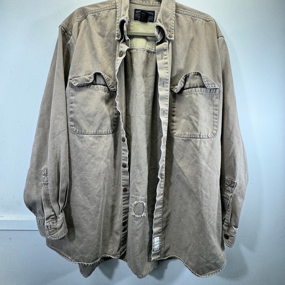 Vintage Abercrombie Fitch Button Up Shirt Mens L Chore 90s Military Distressed